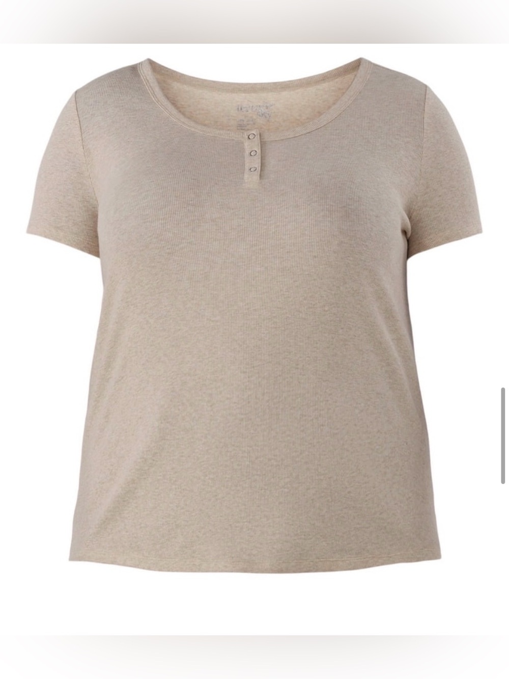 Terra & Sky Rib Tee Oatmeal Heather Womens Plus Size 4X NWT
